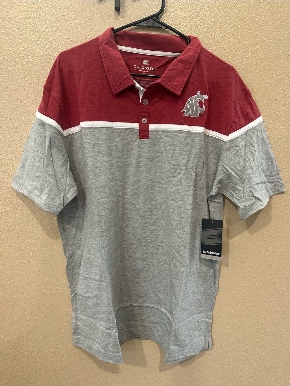Colosseum Men’s Two-Tone Polo in Crimson and Gray